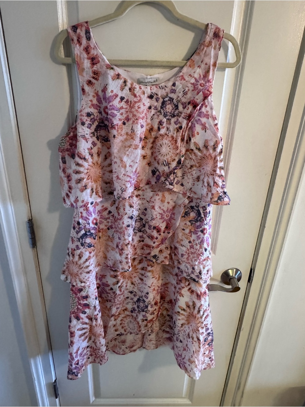 Floral Tiered Sleeveless Summer Dress - Pink Multi